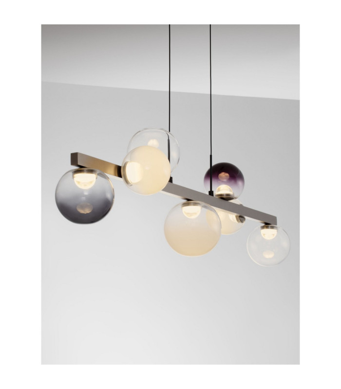 Silenzio Bar Pendant Ceiling Light Brushed Nickel Clear Opal Smokey Purple Triac Dimmable LED 40W 2615lm 3000K-5