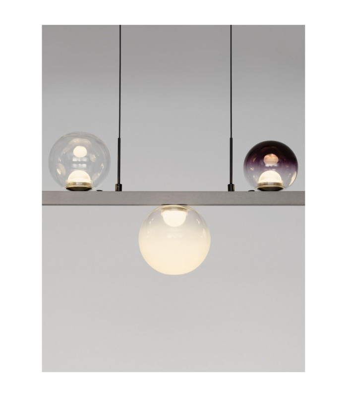 Silenzio Bar Pendant Ceiling Light Brushed Nickel Clear Opal Smokey Purple Triac Dimmable LED 40W 2615lm 3000K-6