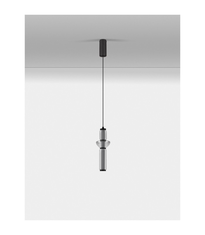 Ulon Slim Pendant Ceiling Light Smokey Grey Matt Black Triac Dimmable LED 13W 715lm 3000K-3