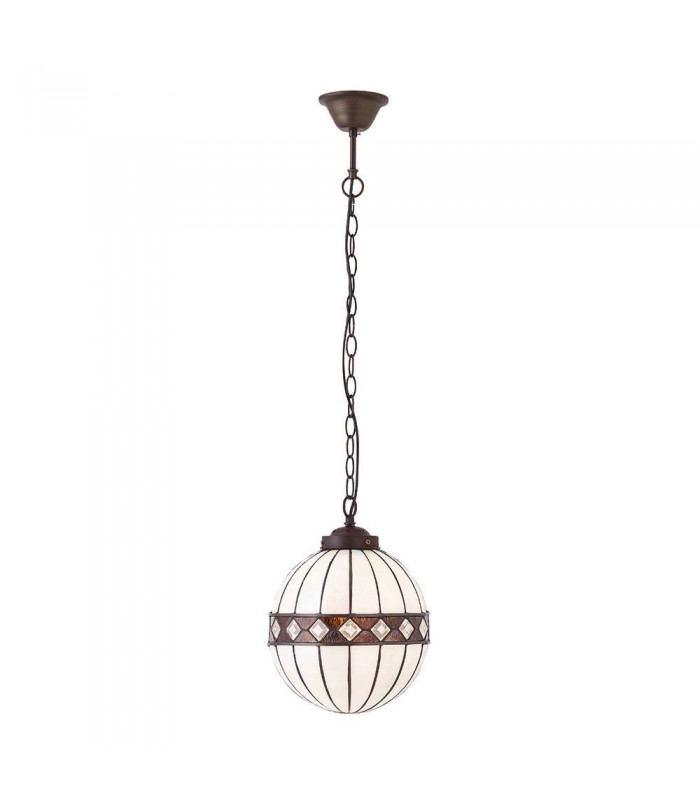 1 Light Small Globe Ceiling Pendant Dark Bronze, Tiffany glass, E14 - 1