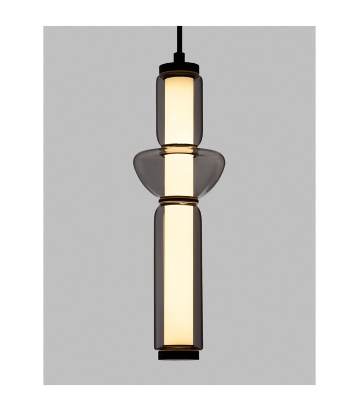 Ulon Slim Pendant Ceiling Light Smokey Grey Matt Black Triac Dimmable LED 13W 715lm 3000K-5