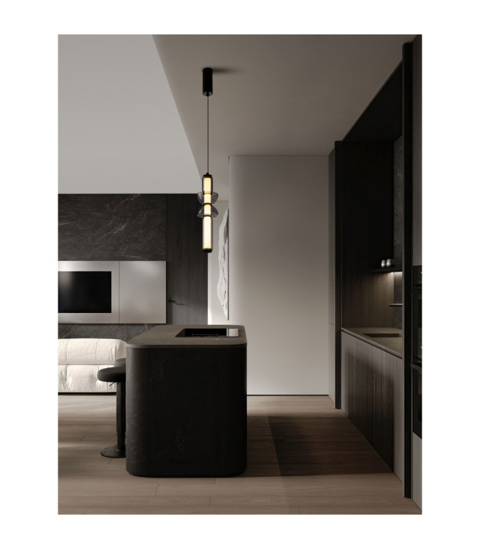Ulon Slim Pendant Ceiling Light Smokey Grey Matt Black Triac Dimmable LED 15W 825lm 3000K-2
