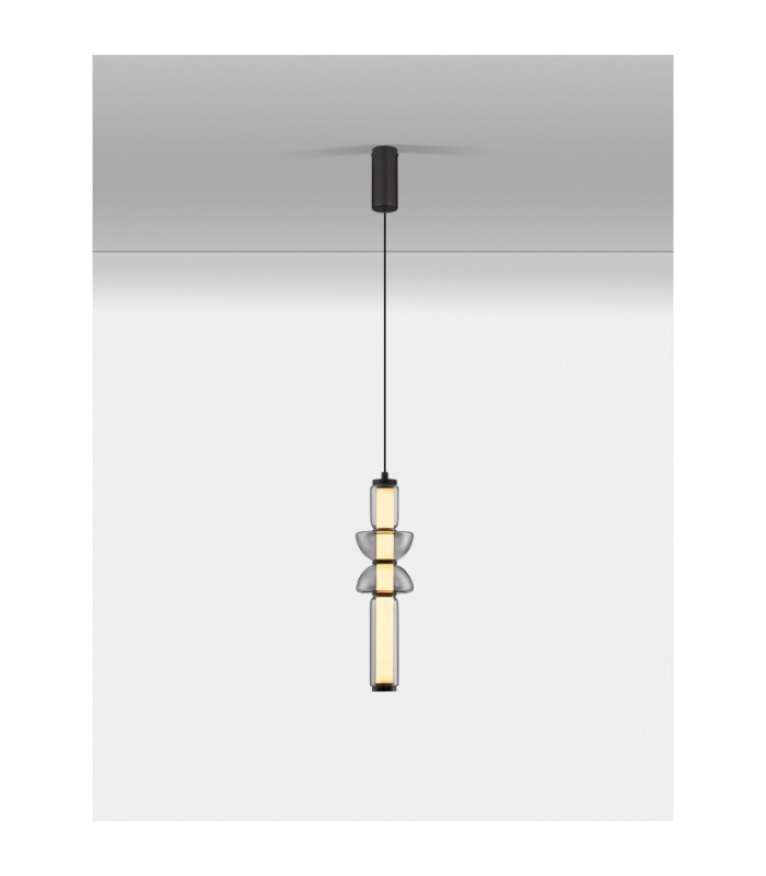 Ulon Slim Pendant Ceiling Light Smokey Grey Matt Black Triac Dimmable LED 15W 825lm 3000K-4