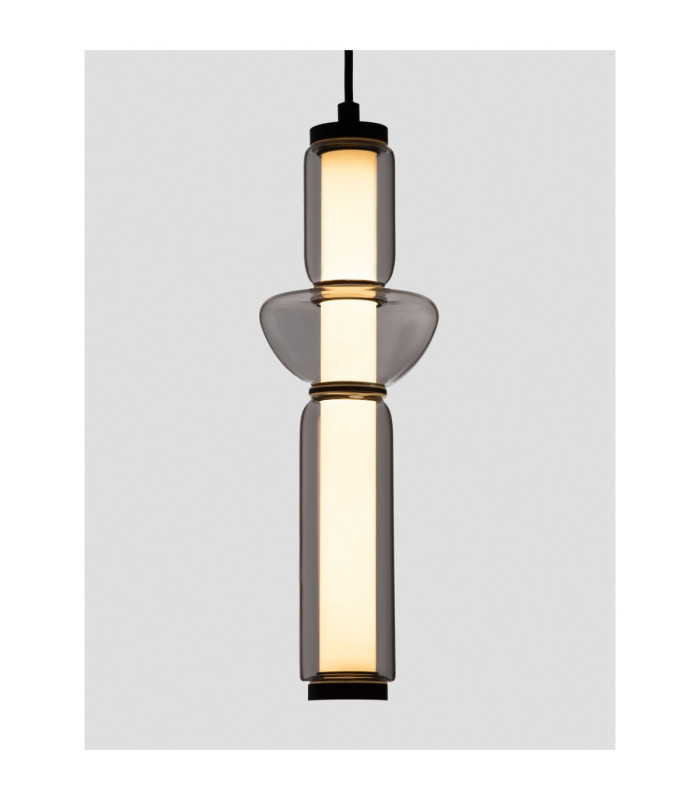 Ulon Slim Pendant Ceiling Light Smokey Grey Matt Black Triac Dimmable LED 15W 825lm 3000K-5