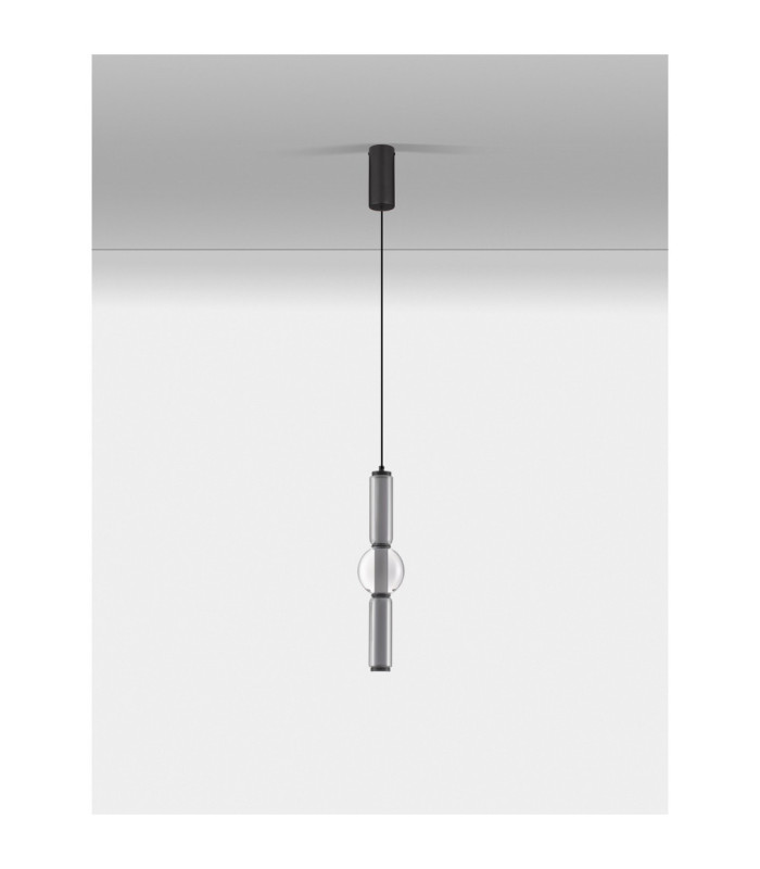 Ulon II Slim Pendant Ceiling Light Smokey Grey Matt Black Triac Dimmable LED 15W 825lm 3000K-3