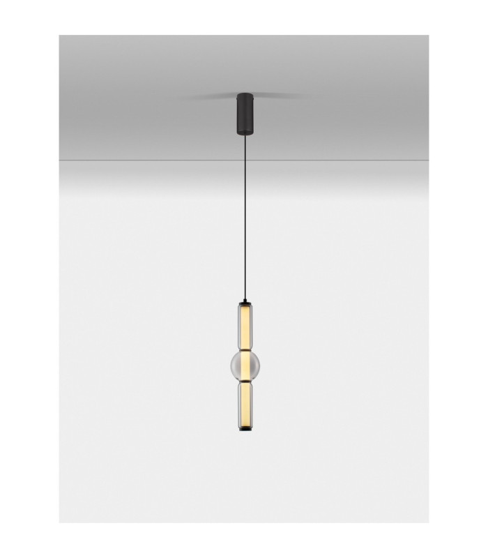 Ulon II Slim Pendant Ceiling Light Smokey Grey Matt Black Triac Dimmable LED 15W 825lm 3000K-4