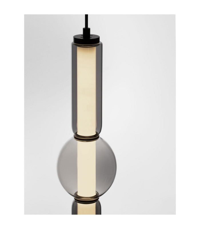 Ulon II Slim Pendant Ceiling Light Smokey Grey Matt Black Triac Dimmable LED 15W 825lm 3000K-5