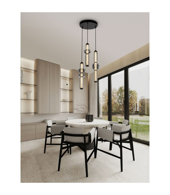 Ulon Cluster Pendant Ceiling Light Smokey Grey Matt Black Triac Dimmable LED 37W 2035lm 3000K-2