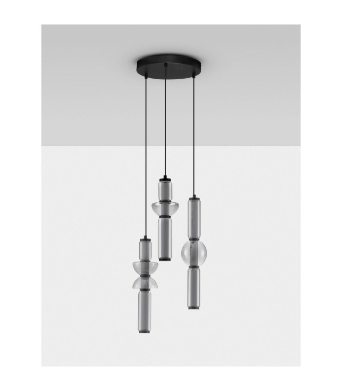 Ulon Cluster Pendant Ceiling Light Smokey Grey Matt Black Triac Dimmable LED 37W 2035lm 3000K-3