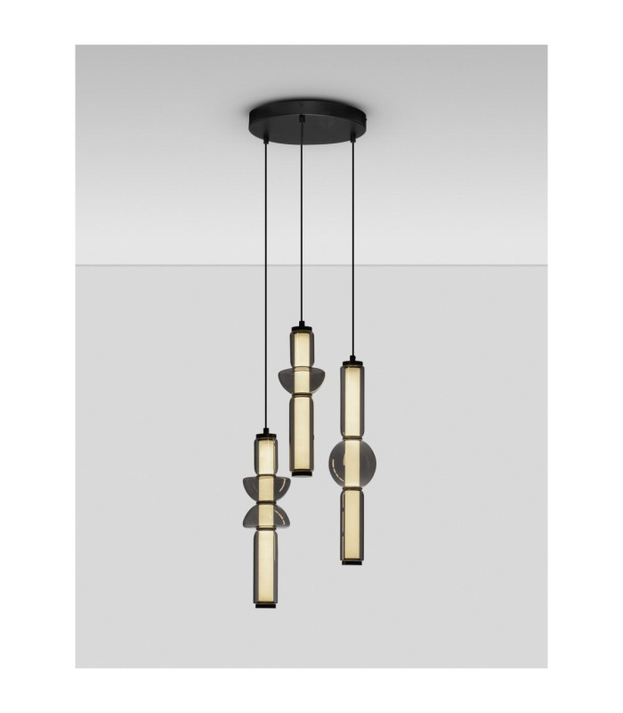 Ulon Cluster Pendant Ceiling Light Smokey Grey Matt Black Triac Dimmable LED 37W 2035lm 3000K-4
