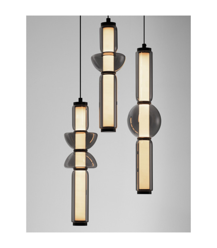 Ulon Cluster Pendant Ceiling Light Smokey Grey Matt Black Triac Dimmable LED 37W 2035lm 3000K-5