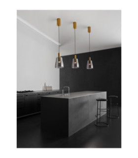 Imatia Slim Pendant Ceiling Light Smokey Brass Gold LED 7W 192lm 3000K-2