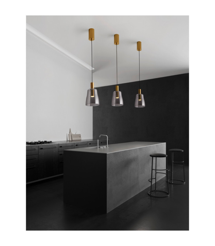 Imatia Slim Pendant Ceiling Light Smokey Brass Gold LED 7W 192lm 3000K-2