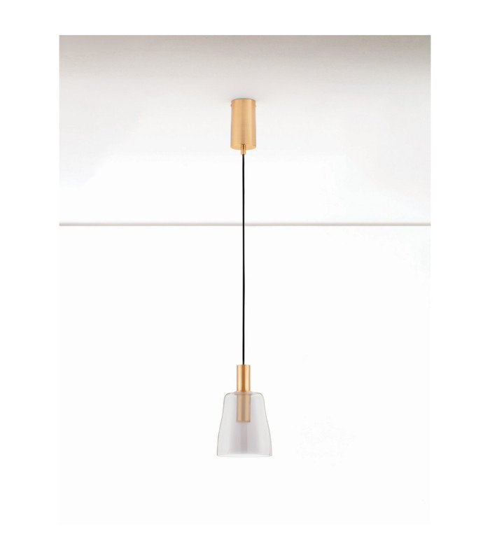Imatia Slim Pendant Ceiling Light Smokey Brass Gold LED 7W 192lm 3000K-3