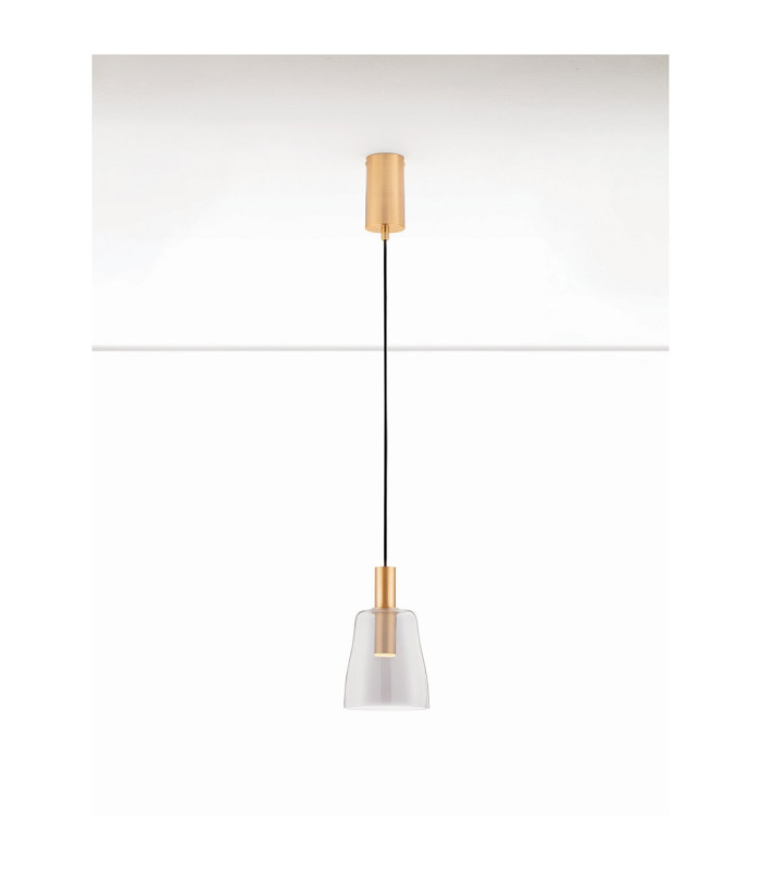 Imatia Slim Pendant Ceiling Light Smokey Brass Gold LED 7W 192lm 3000K-4
