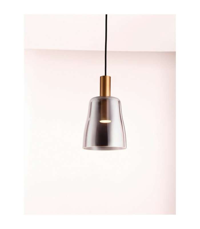 Imatia Slim Pendant Ceiling Light Smokey Brass Gold LED 7W 192lm 3000K-6