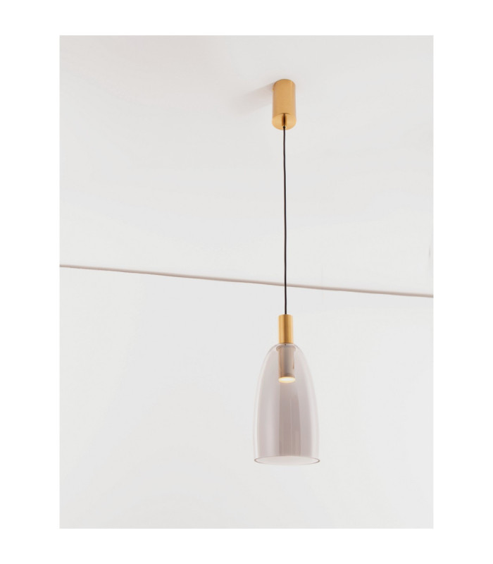 Imatia Tall Slim Pendant Ceiling Light Smokey Brass Gold LED 7W 192lm 3000K-6