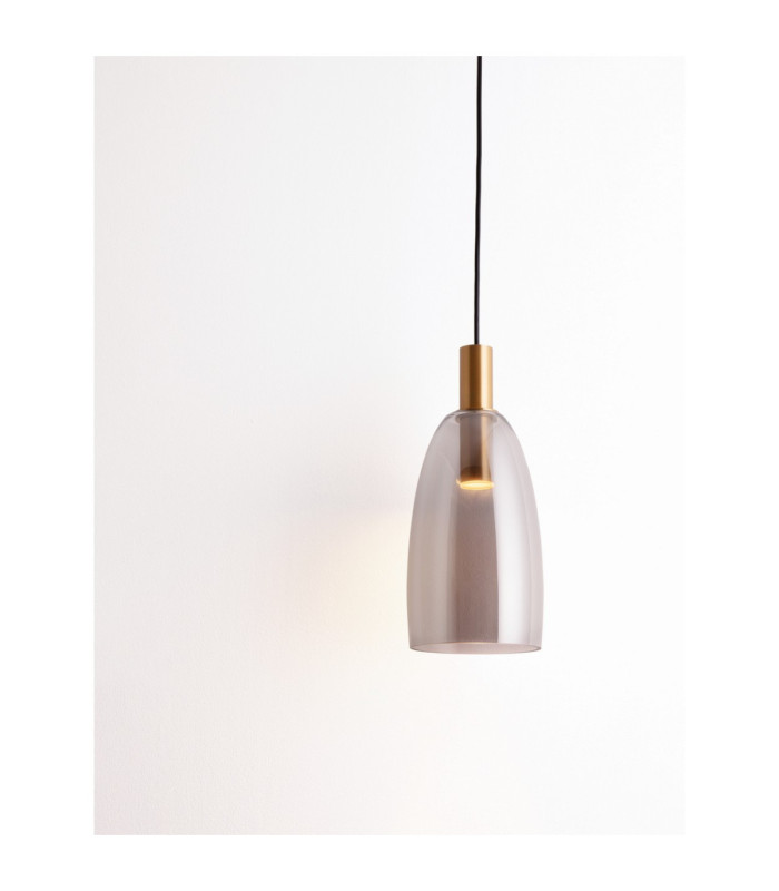 Imatia Tall Slim Pendant Ceiling Light Smokey Brass Gold LED 7W 192lm 3000K-7