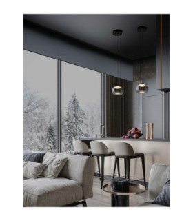 Bios Slim Pendant Ceiling Light Smokey Grey Matt Black Triac Dimmable LED 9W 628lm 3000K-2