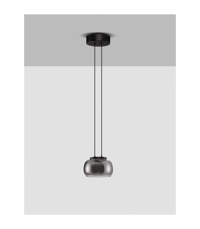 Bios Slim Pendant Ceiling Light Smokey Grey Matt Black Triac Dimmable LED 9W 628lm 3000K-3
