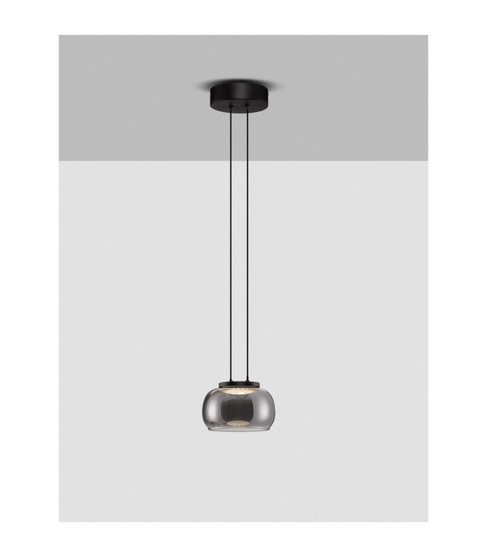 Bios Slim Pendant Ceiling Light Smokey Grey Matt Black Triac Dimmable LED 9W 628lm 3000K-4
