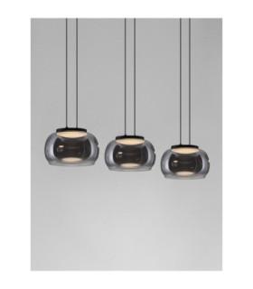 Bios Bar Pendant Ceiling Light Smokey Grey Matt Black Triac Dimmable LED 25W 1515lm 3000K-2