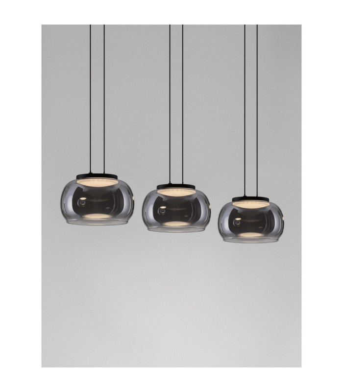 Bios Bar Pendant Ceiling Light Smokey Grey Matt Black Triac Dimmable LED 25W 1515lm 3000K-2