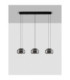 Bios Bar Pendant Ceiling Light Smokey Grey Matt Black Triac Dimmable LED 25W 1515lm 3000K-3
