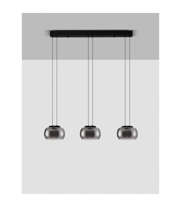 Bios Bar Pendant Ceiling Light Smokey Grey Matt Black Triac Dimmable LED 25W 1515lm 3000K-3