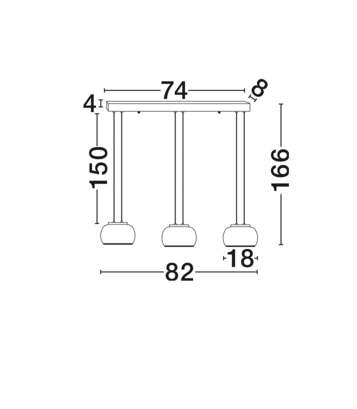 Bios Bar Pendant Ceiling Light Smokey Grey Matt Black Triac Dimmable LED 25W 1515lm 3000K-5