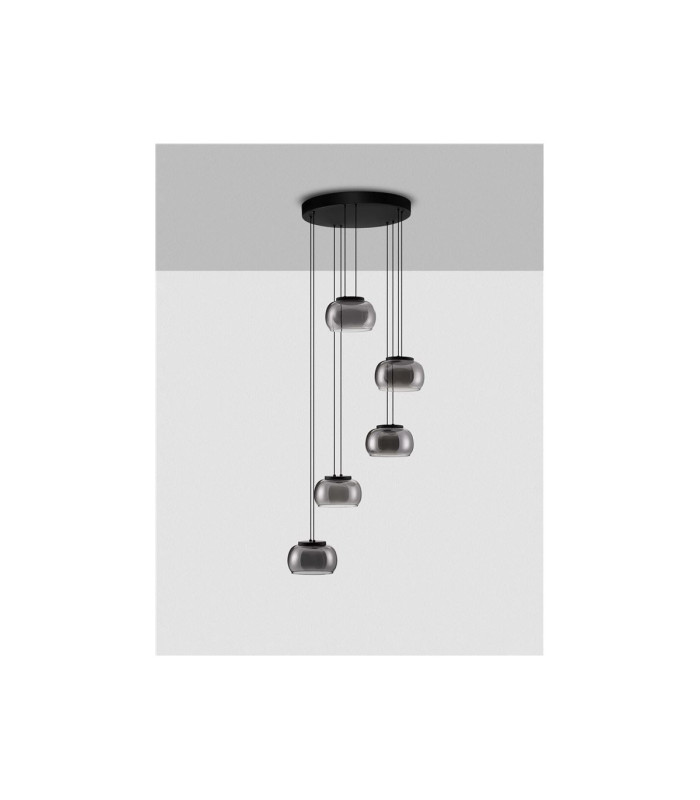 Bios Cluster Pendant Ceiling Light Smokey Grey Matt Black Triac Dimmable LED 41W 2140lm 3000K-3