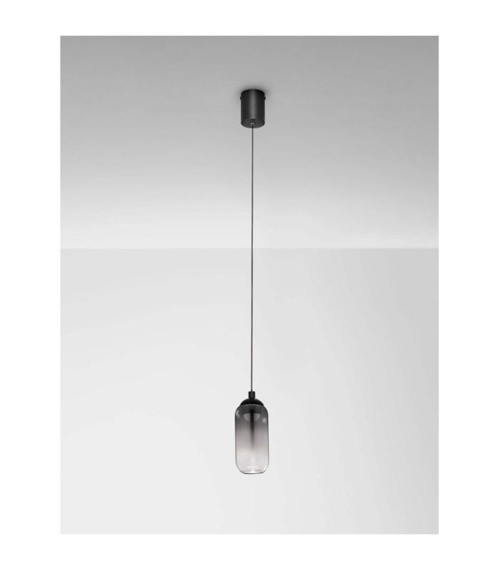 Kita Tall Slim Pendant Ceiling Light Smokey Sandy Black LED 6W 457lm 3000K-3