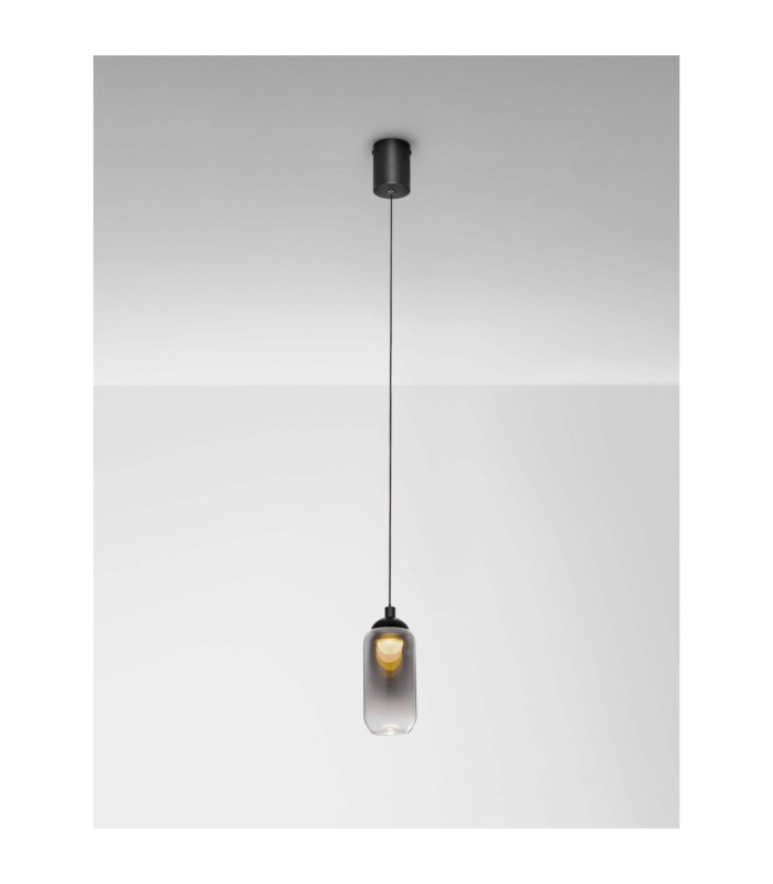Kita Tall Slim Pendant Ceiling Light Smokey Sandy Black LED 6W 457lm 3000K-4