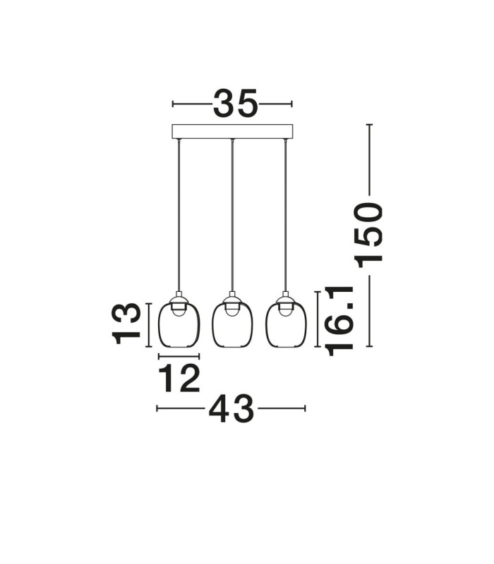Kita Cluster Pendant Ceiling Light Smokey Sandy Black Triac Dimmable LED 28W 2222lm 3000K-6