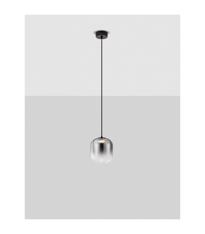 Aelia Slim Pendant Ceiling Light Smokey Matt Black LED 3W 180lm 3000K-4