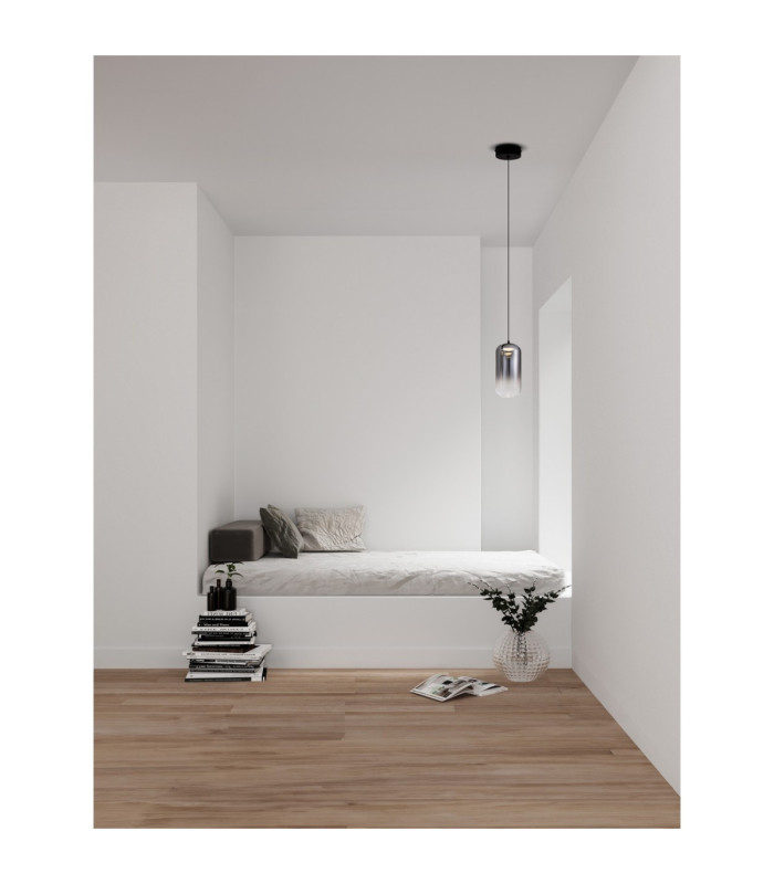 Aelia Tall Slim Pendant Ceiling Light Smokey Matt Black LED 3W 180lm 3000K-2