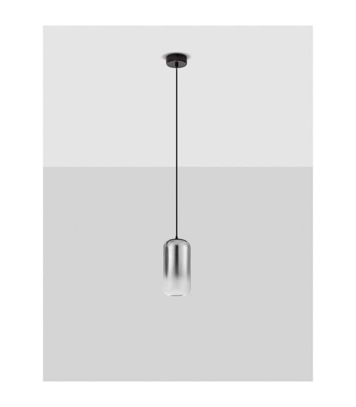 Aelia Tall Slim Pendant Ceiling Light Smokey Matt Black LED 3W 180lm 3000K-3