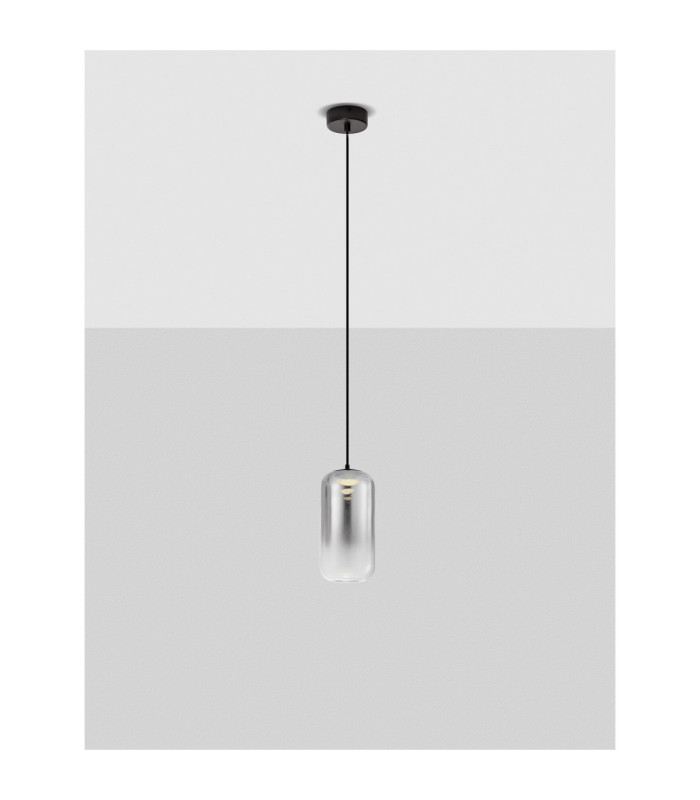 Aelia Tall Slim Pendant Ceiling Light Smokey Matt Black LED 3W 180lm 3000K-4
