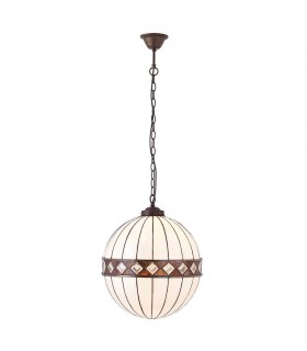 1 Light Medium Globe Ceiling Pendant Dark Bronze, Tiffany glass, E27 - 1