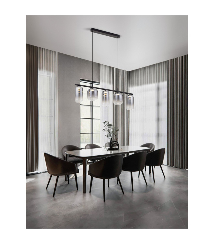 Aelia Bar Pendant Ceiling Light Smokey Matt Black Triac Dimmable LED 19W 1140lm 3000K-2