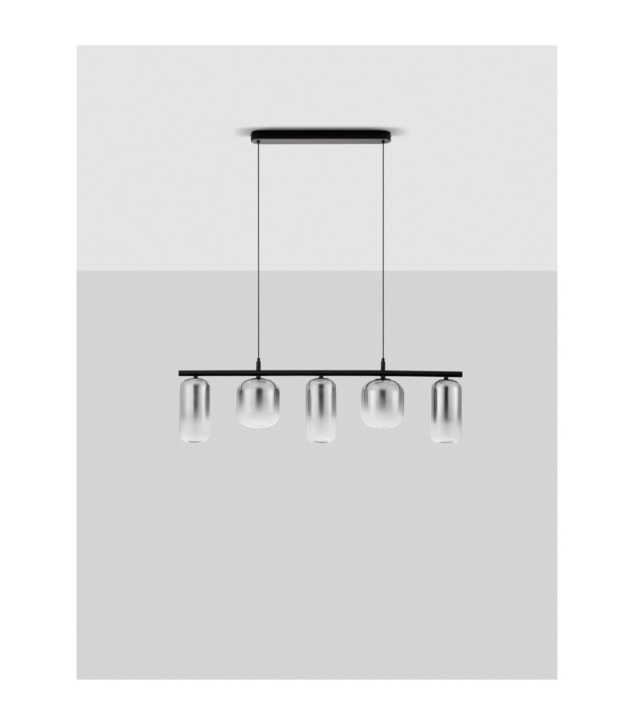 Aelia Bar Pendant Ceiling Light Smokey Matt Black Triac Dimmable LED 19W 1140lm 3000K-3