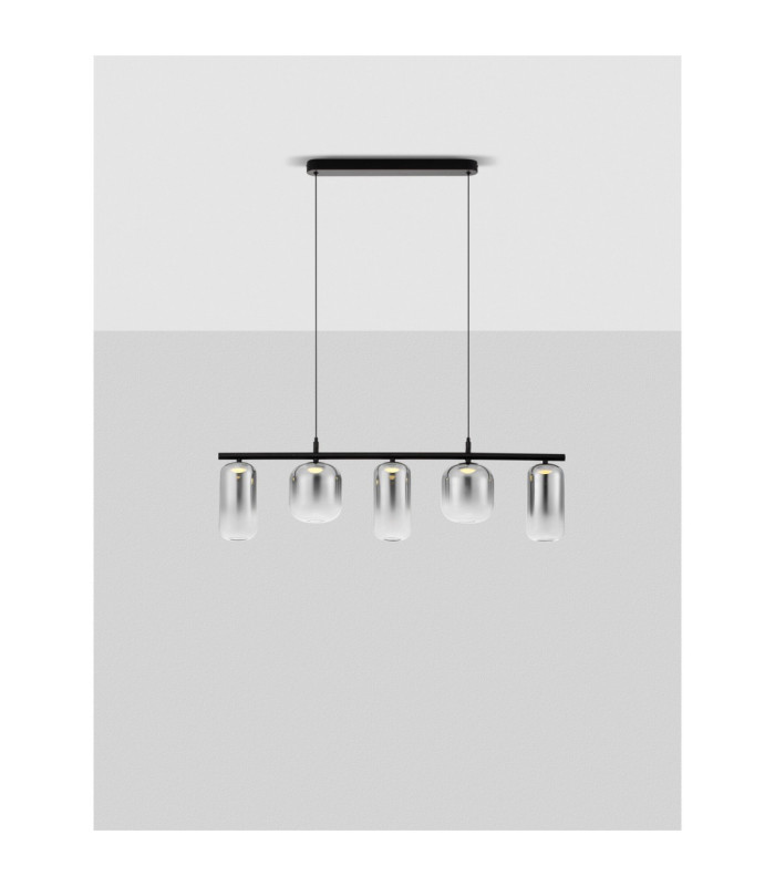Aelia Bar Pendant Ceiling Light Smokey Matt Black Triac Dimmable LED 19W 1140lm 3000K-4