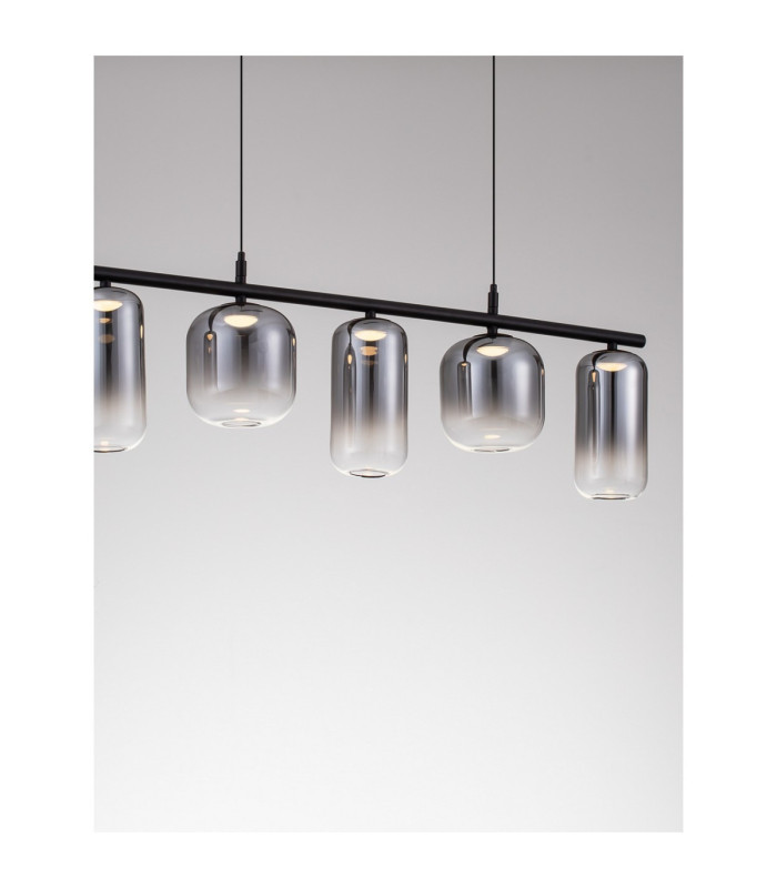 Aelia Bar Pendant Ceiling Light Smokey Matt Black Triac Dimmable LED 19W 1140lm 3000K-5