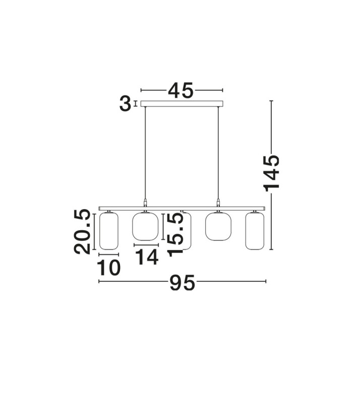 Aelia Bar Pendant Ceiling Light Smokey Matt Black Triac Dimmable LED 19W 1140lm 3000K-6