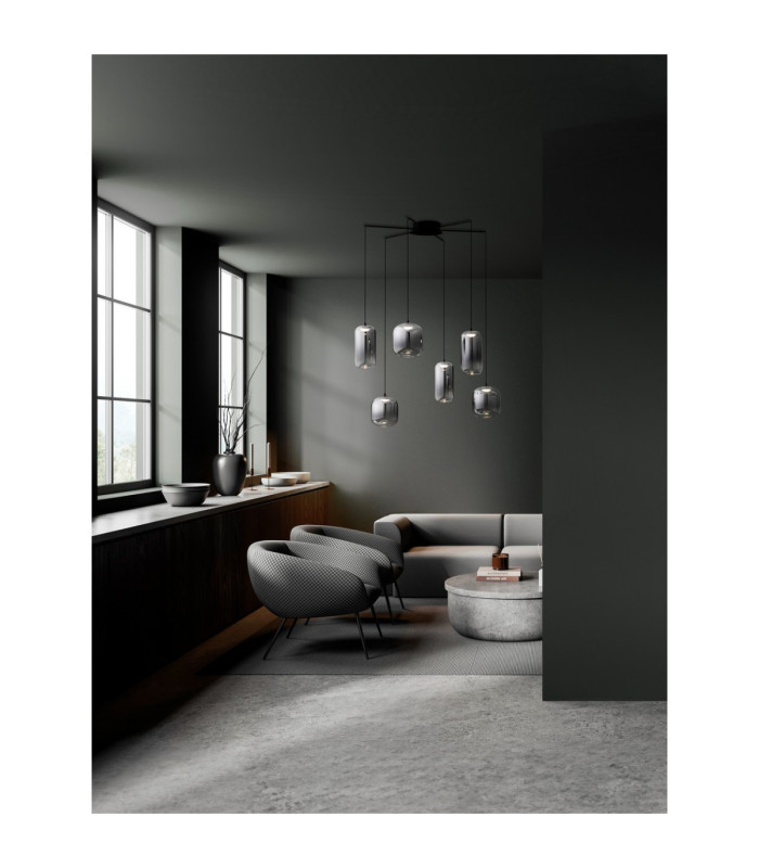 Aelia Cluster Pendant Ceiling Light Smokey Matt Black Triac Dimmable LED 25W 1500lm 3000K-2