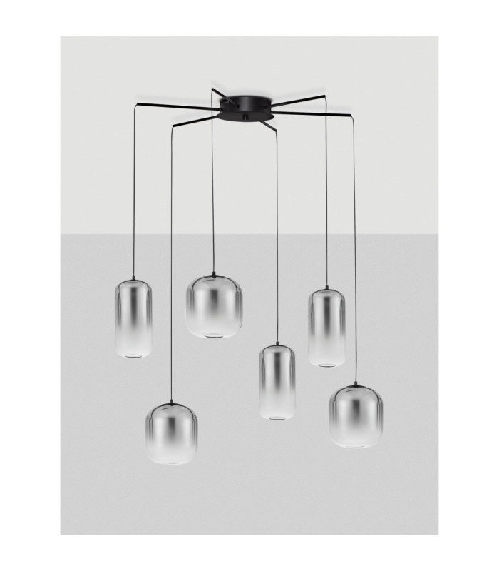 Aelia Cluster Pendant Ceiling Light Smokey Matt Black Triac Dimmable LED 25W 1500lm 3000K-3