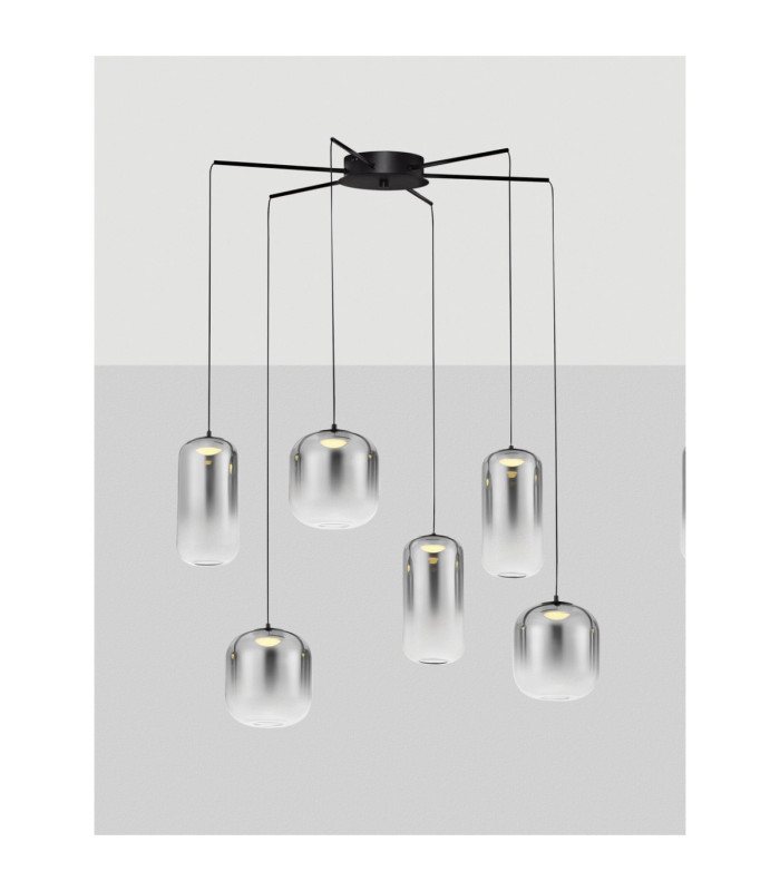 Aelia Cluster Pendant Ceiling Light Smokey Matt Black Triac Dimmable LED 25W 1500lm 3000K-4