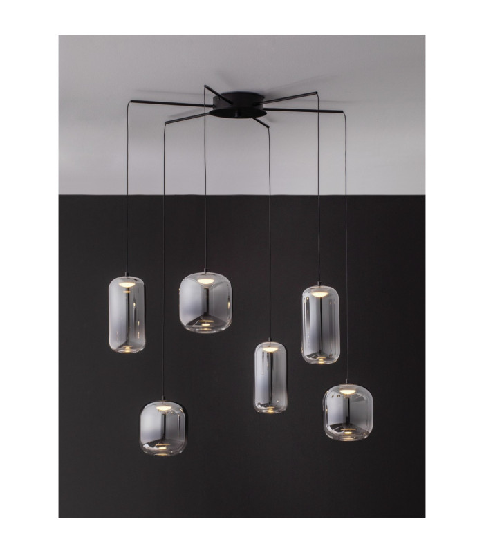 Aelia Cluster Pendant Ceiling Light Smokey Matt Black Triac Dimmable LED 25W 1500lm 3000K-7