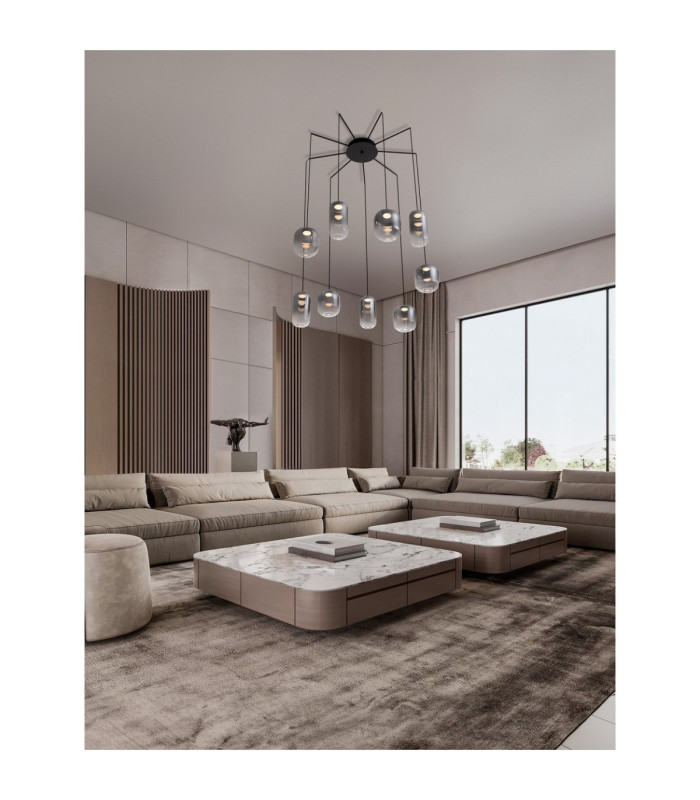 Aelia Cluster Pendant Ceiling Light Smokey Matt Black Triac Dimmable LED 36W 2160lm 3000K-2
