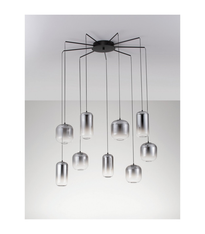 Aelia Cluster Pendant Ceiling Light Smokey Matt Black Triac Dimmable LED 36W 2160lm 3000K-3